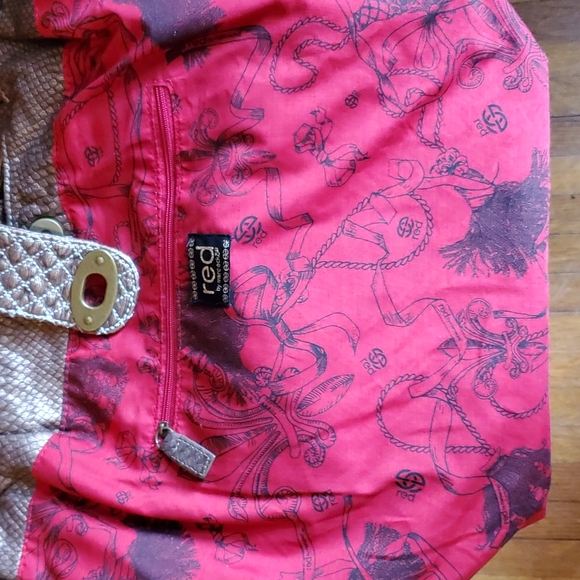 ECHO RED GOLF VINTAGE faux snakeskin pattern bucket purse - Picture 9 of 10